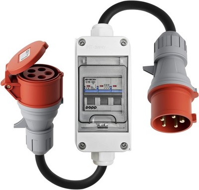 CEE Adapter 32A Stecker auf 16A Kupplung   Plug & Play, IP44, 22kW/11kW, LSS