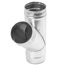 HVAC OV Metal 3 Way 45° Degree Wye Shape Duct Connector - 4 Inch Fit - for Dr...