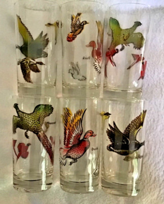 Set of 6 Vintage Bird Glasses Geese Duck Pheasant | eBay