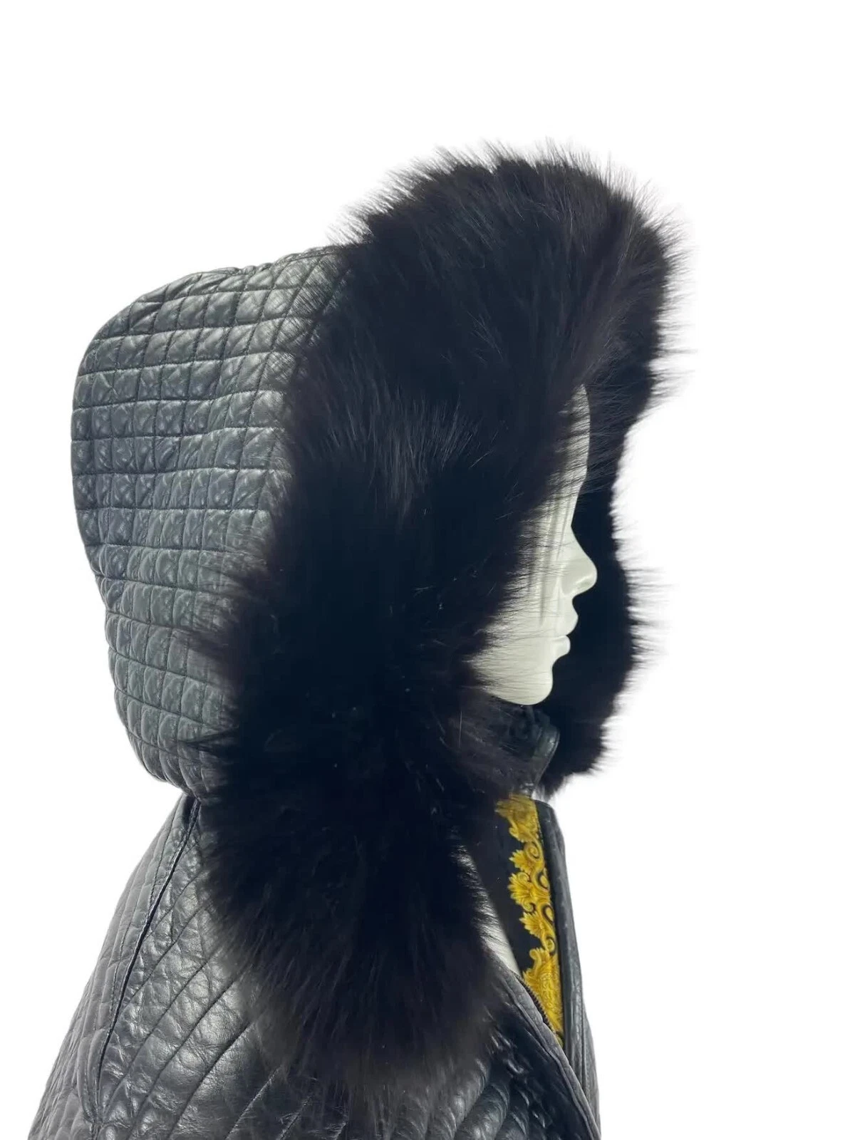 A I 1992 raro piumino vintage Gianni Versace pelle bondage pelle nero