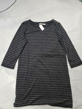 New With Tags Ann Taylor Loft Knit Sweater Dress Black White Striped Womens M