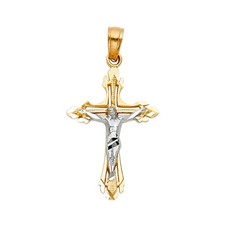 Ciondolo religioso croce crocifisso Gesù in oro bicolore 14 carati per catena