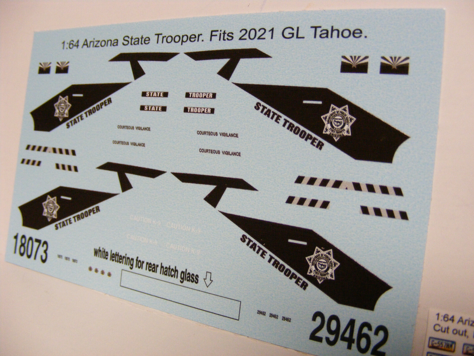 Arizona State Trooper 1/64 Water slide Decal Sheet for GL 2021 Chevy ...
