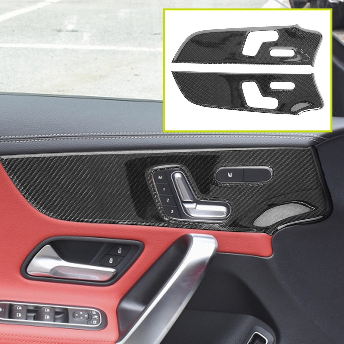 Carbon Fiber Inner Door Panel Cover Trim 2* For Mercedes Benz