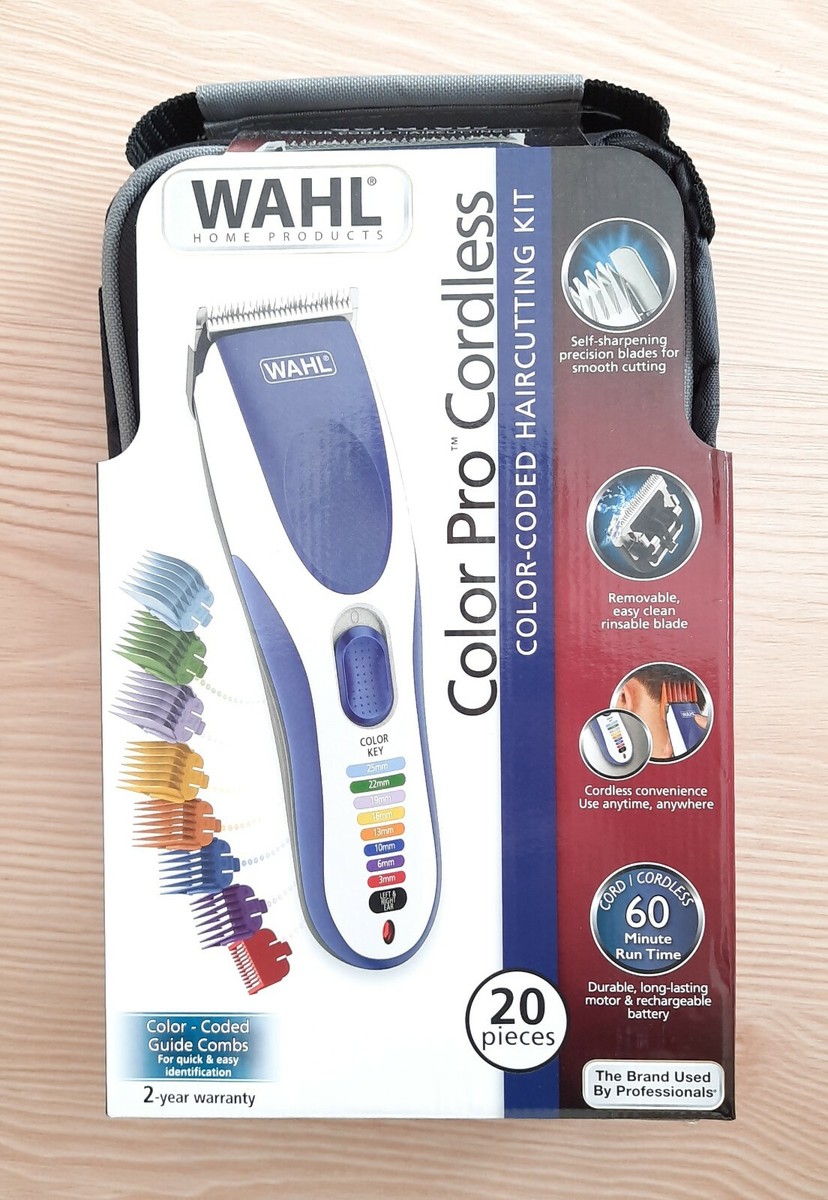 Wahl CORDLESS Hair Clipper Kit Color Pro 20 pieces 09649-016 Rechargeable