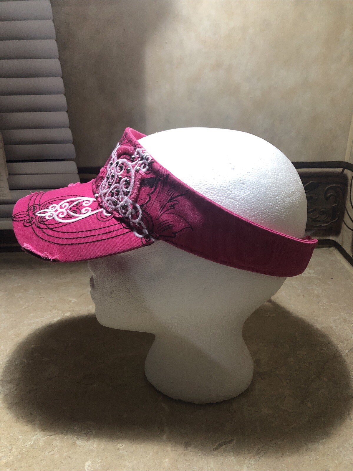 Pink Cross Sun visor Adjustable Strapback Bedazzl… - image 2