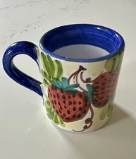 Handpainted Mug strawberries & apple Macys The Cellar exclusive- Made in Italy
