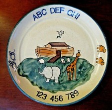 STUDIO ART POTTERY CHILD'S ABC 123 NOAH'S ARK HANDCRAFTED PLATE SIGNED G MILLER