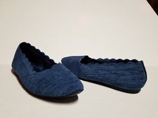 Skechers Women's Cleo-Newford-Scalloped Knit Skimmer Ballet Flat Blue Size 9.5