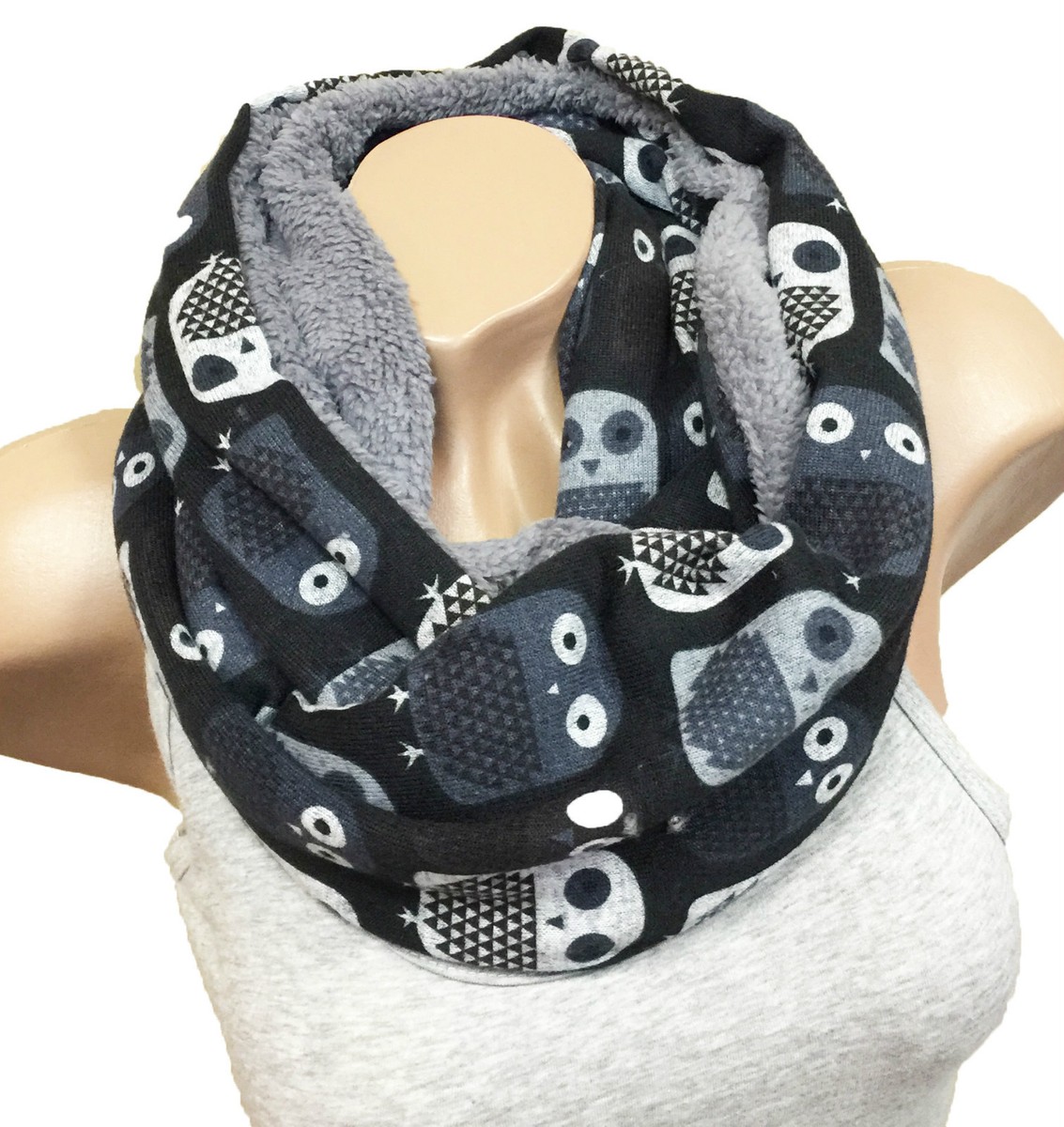 Moelleux Chaud Hiver Écharpe Tube Enfants Chouette Polaire Echarpe Tube Ronde