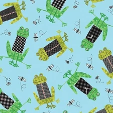 Yard ~  Frogtastic Frogs Turquoise By Benartex ~ $3.99 Ships ANY Amount Fabric