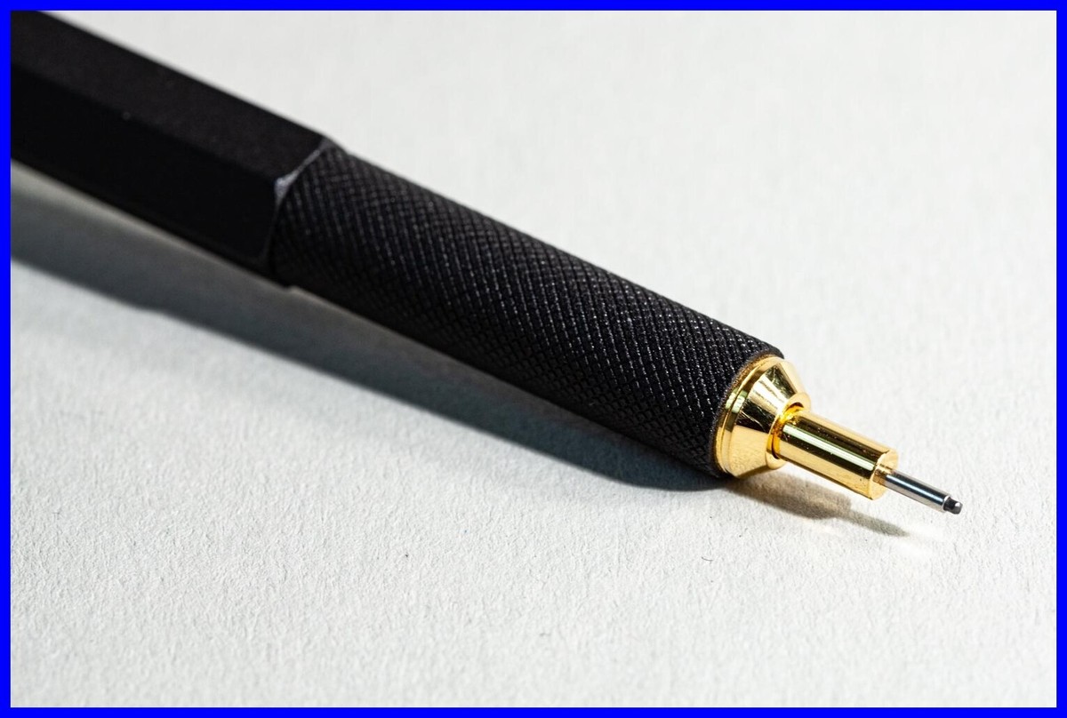 NOS 1980s Stiletto Rotring 600 BLACK & GOLD 0.7 mm pencil knurrled