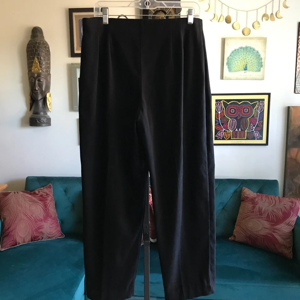 SUSAN GRAVER размер L черный эластичной пояс стороны молнии прямые штанины брюки - Изображение 3 из 4