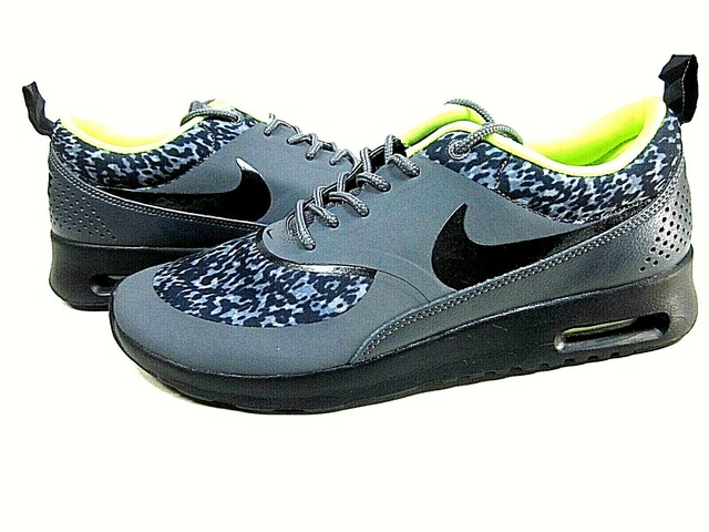 nike air max thea dark grey black volt print