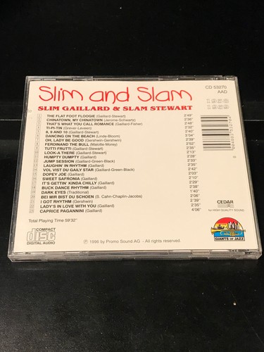 Slim Gaillard/Slam Stewart-Slim And Slam-CD-VG Condition-Giants Of Jazz Records - Picture 2 of 2