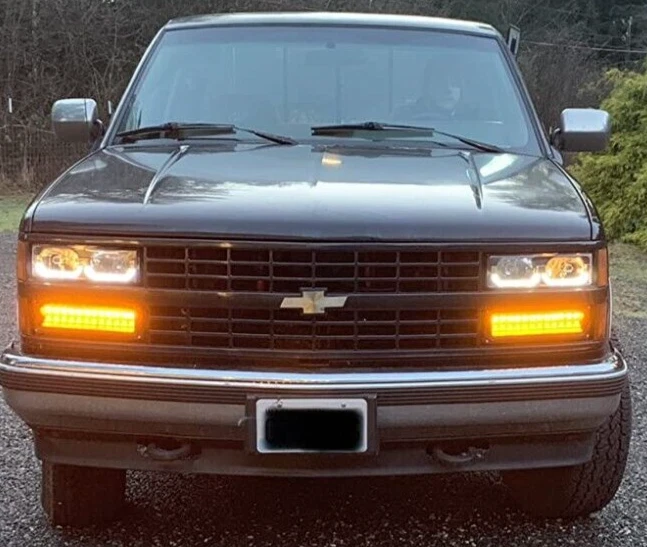 Conjuntos de faros negros/claros estilo ceja baja para camionetas Chevy GMC OBS 88-98 Foto 4 de 4