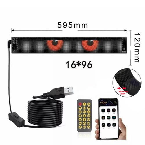 Dynamic LED Smart Colorful Eye Lamp Soft Screen for Car Windows With App Control - Picture 16 of 21