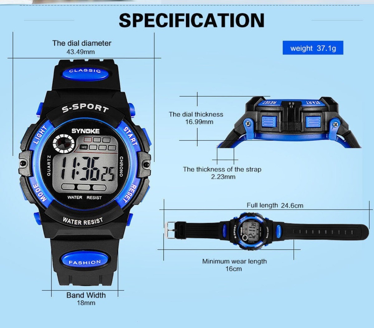 Kids Child Boy Girl Waterproof Multifunction Sports Electronic