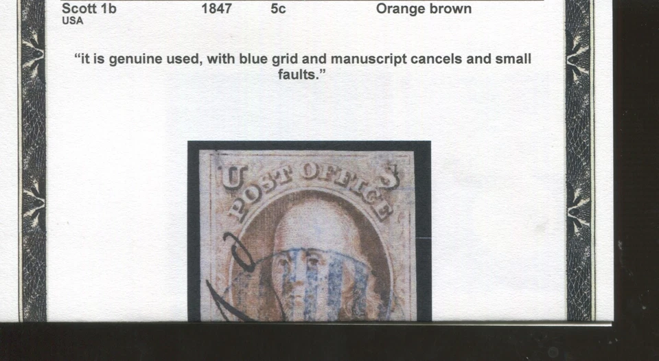 1847 United States 5¢ Benjamin Franklin Postage Stamp #1b Used manuscript cancel - Image 3 of 3