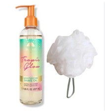 New Tree Hut Bare Tropic Glow Shave Oil With Loofa