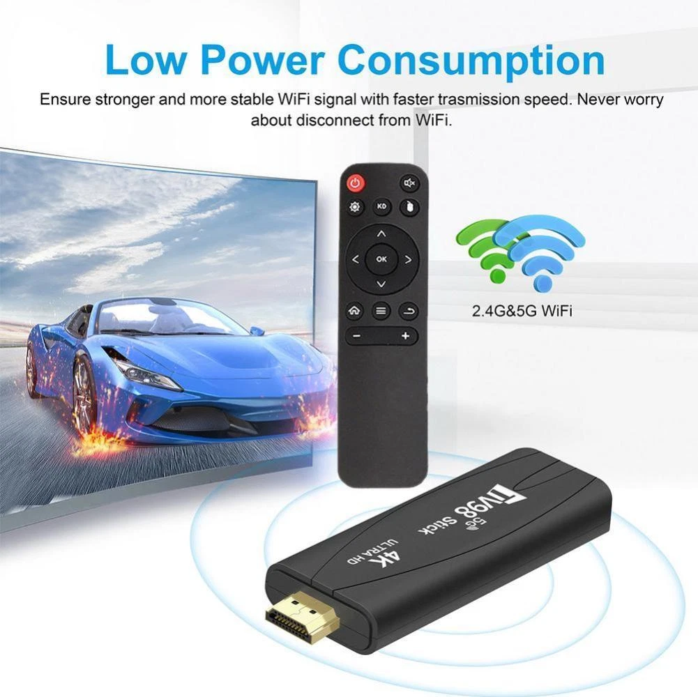 Mini 4K Android TV Stick with QuadCore Dual 24G5G WiFi for Smart