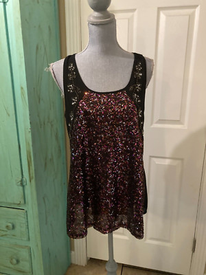 BKE BOUTIQUE, BUCKLE, NWT, SLEEVELESS, SEQUINS, BEADED, TOP, LARGE