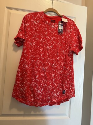 NWT Phat Farm Size L Short Sleeve Cotton Tee Shirt Red White