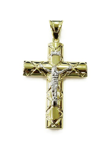 14K Two Tone Yellow \u0026 White Gold Cross 