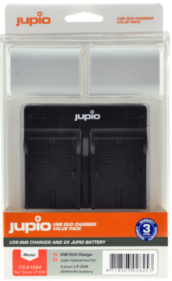 2x LP-E6N Akkus + USB Dual Ladegerät Vorteilspack von JUPIO (2040mAh) (UK-Ware)