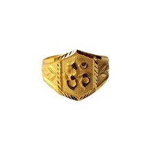 22K/18K Real Certified Yellow Gold Om Carved Design Kids Ring
