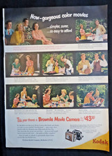1952 Kodak VTG PRINT AD Brownie Movie camera Reverse Back Lifeguard Tires