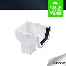 Flo Plast Square Line Stopend Outlet, Guttering / Drainage  WHITE - 114MM X 65MM