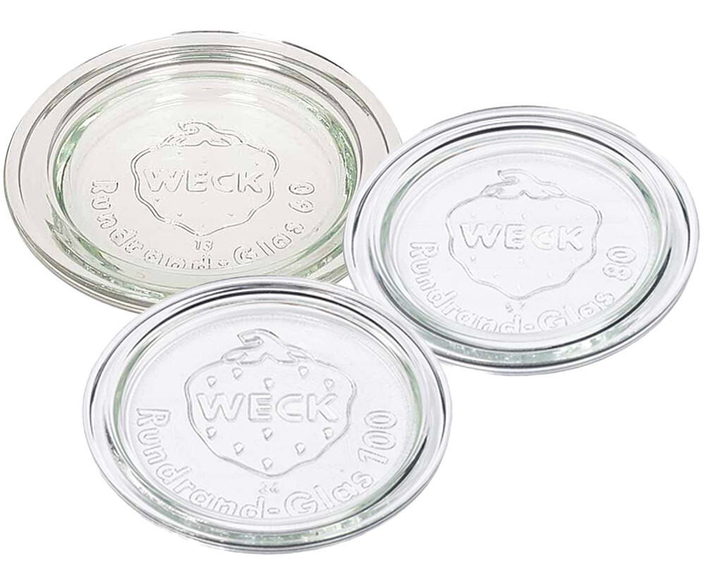 Weck Glasdeckel 60/80/100mm Deckel Ersatzdeckel Glas Rundrandglas transparent