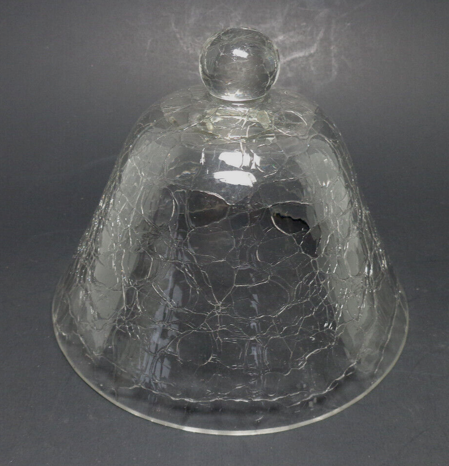 Bell Jar Cloche Clear Crackle Glass Hand Blown with Knob 6 in Diameter ...