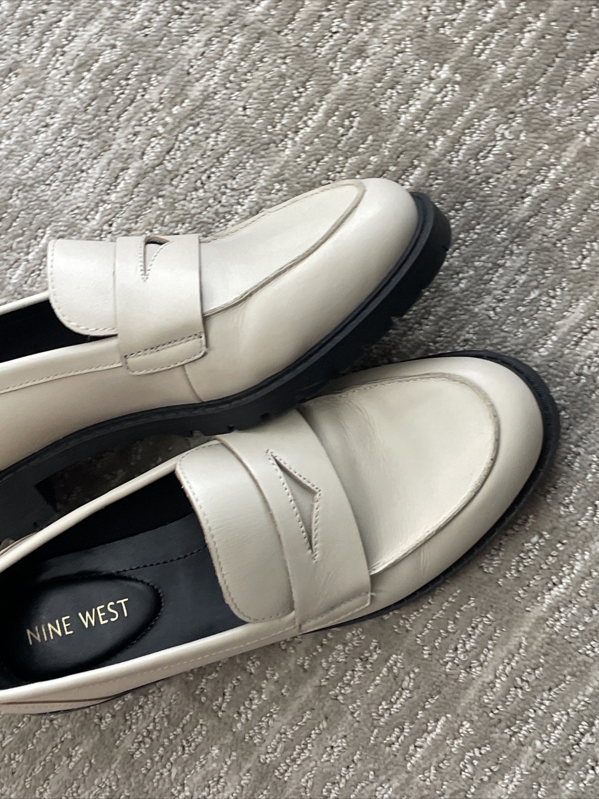 SAOLA Mocassino Nine West antiscivolo suola a strappo taglia 6 5 avorio pelle scarpe slip on Naveen