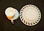 Vintage Demitasse Reticulated Pink Gold Pedestal Floral Teacup & Saucer Set — photo 7