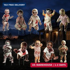 10 PCS Scary Halloween Decorations Outdoor Yard Signs with Stakes, Bloody Zombie