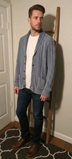 Scotch  Soda Men's XL Blue Cardigan Wool Blend Amsterdams Blauw Knit Sweater