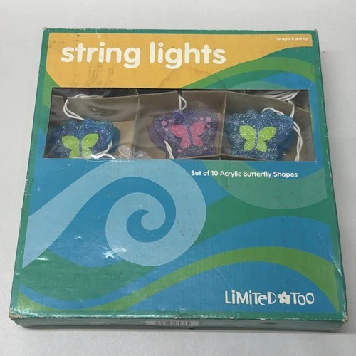 VTG 90’s Limited Too Acrylic Butterfly String Lights Vintage Y2K LTD2 Light RARE