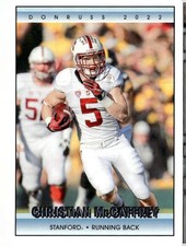 2022 Panini Chronicles Draft Picks #4 Christian McCaffrey Donruss Retro Pink