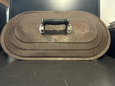 ANTIGUA CALDERA DE METAL GALVANIZADO CANCO TAPA DE BAÑERA DE LAVANDERÍA MANGO DE MADERA NO COBRE