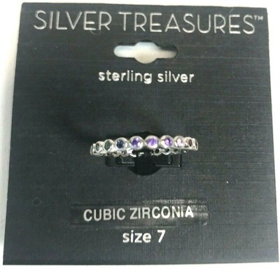 Sterling Silver Cubic Zirconia Ring Size 7 Silver Treasures NEW on Card