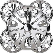 4-pack 15 Chrome Silver Wheel Covers Snap On R15 Hub Caps Tiresteel Wheels