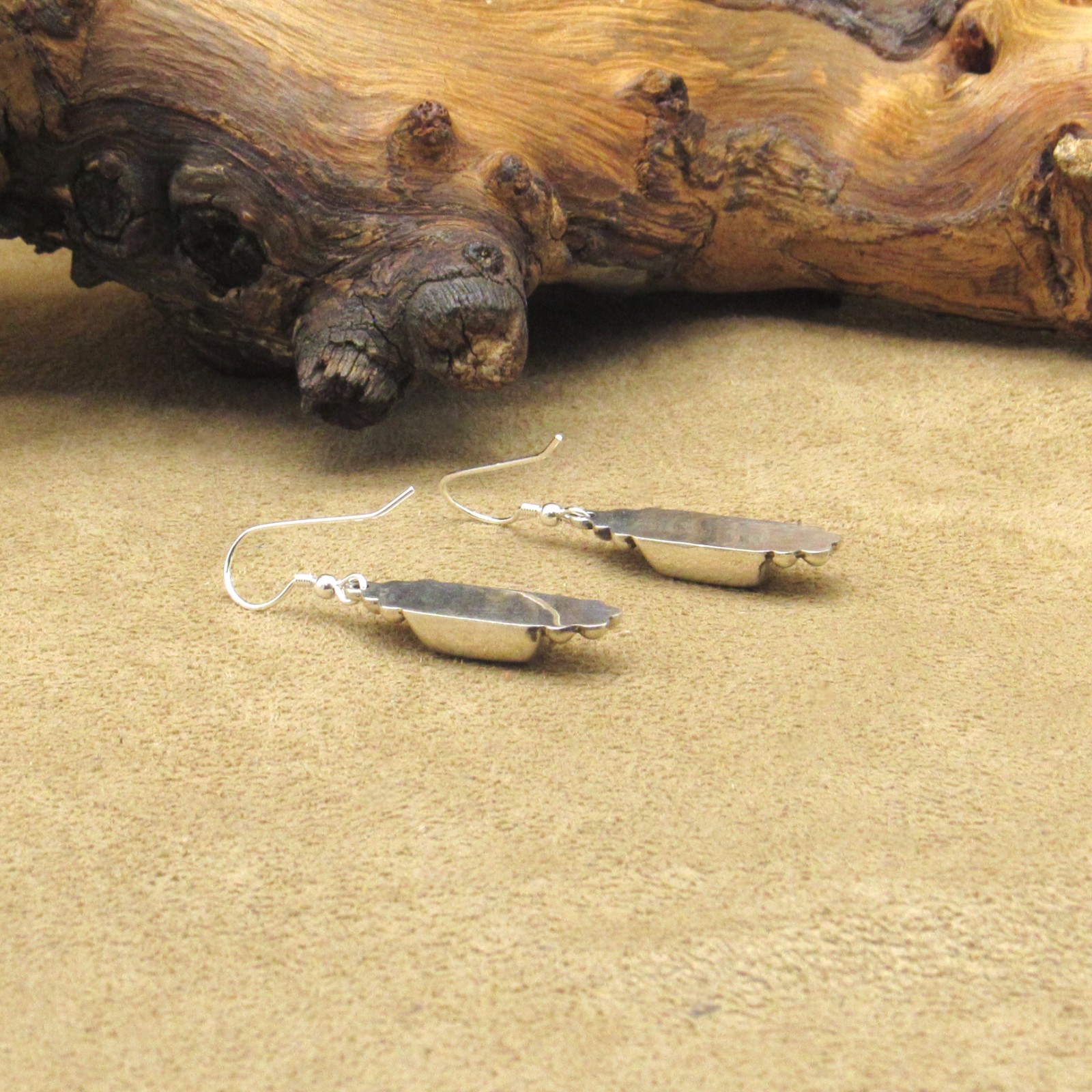 Sterling Silver Block Malachite Dangle Earrings - image 4