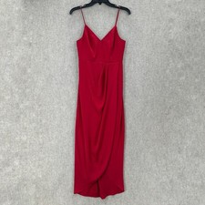 Express Red Faux Wrap Tulip Midi Dress Womens Size 2 V-Neck Spaghetti Strap