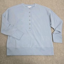Athleta Balance Henley Sweatshirt Womens Medium Blue Long Sleeve Popover New