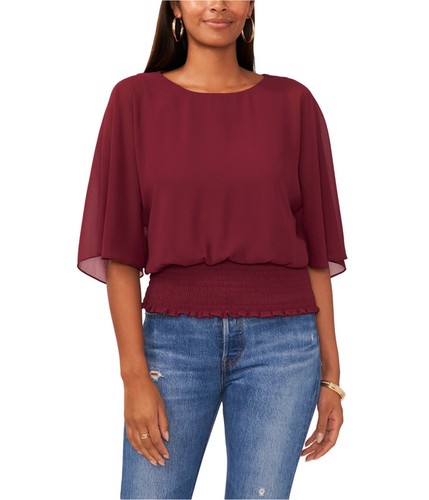 SAM AND JESS Womens Smocked-Waist Pullover Blouse