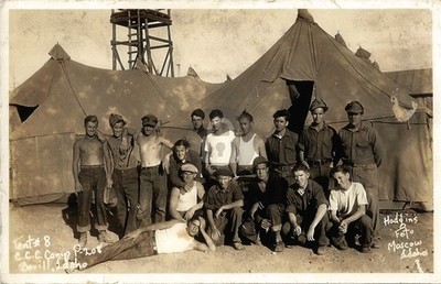 Great Depression Bowvill Idaho Young Men C.C.C. Camp RPPC Photo Postcard COPY
