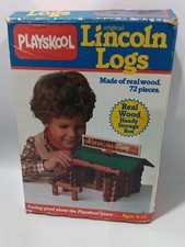 Playskool 1989 Lincoln Logs Blacksmith Log Cabin 72 Pieces