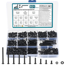 M3 Nuts Bolts Set 931 Pcs Black Hex Socket Button Head Cap Screws Washers